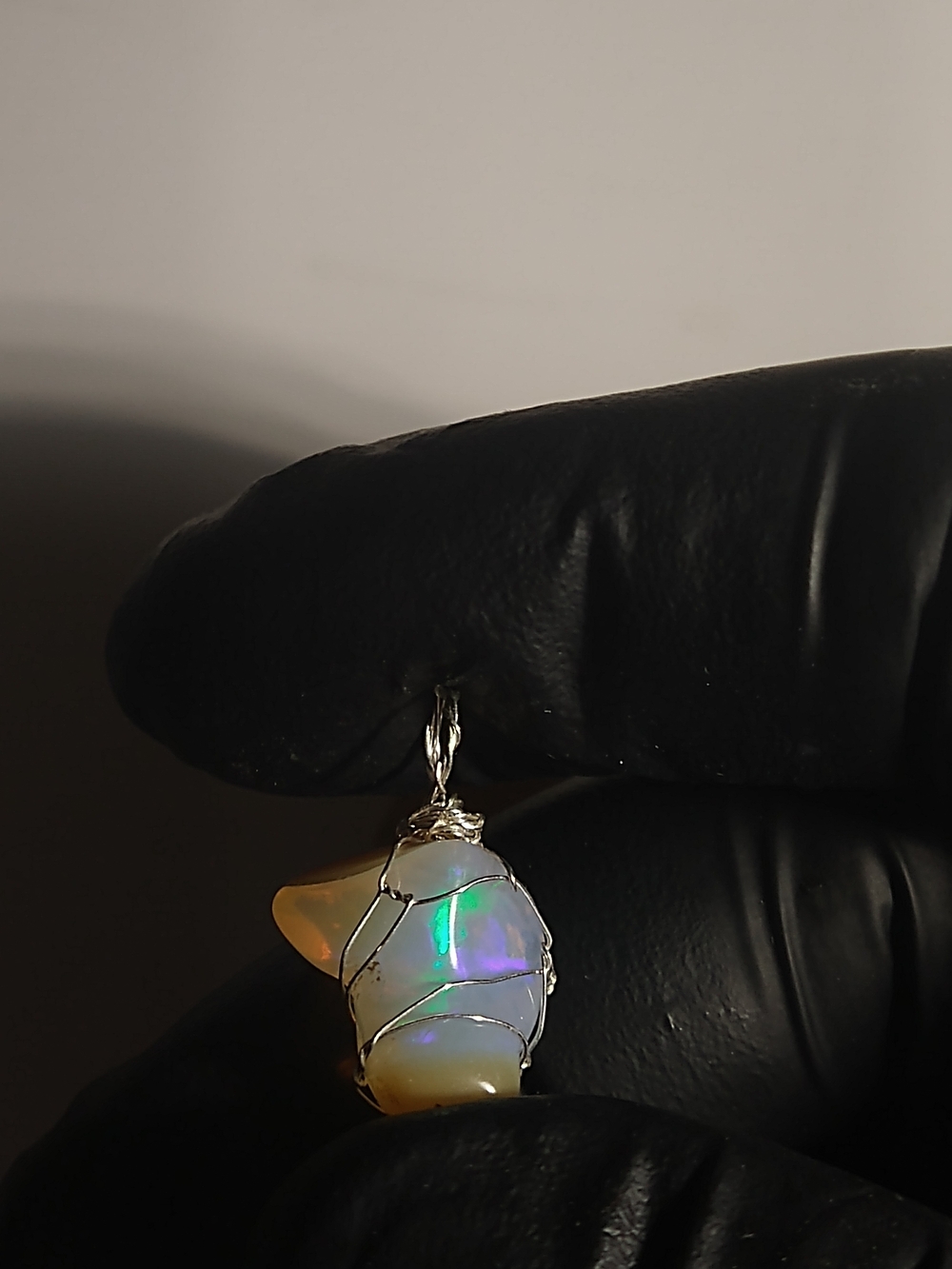 Natural Opal Tumble Sterling Silver Pendant